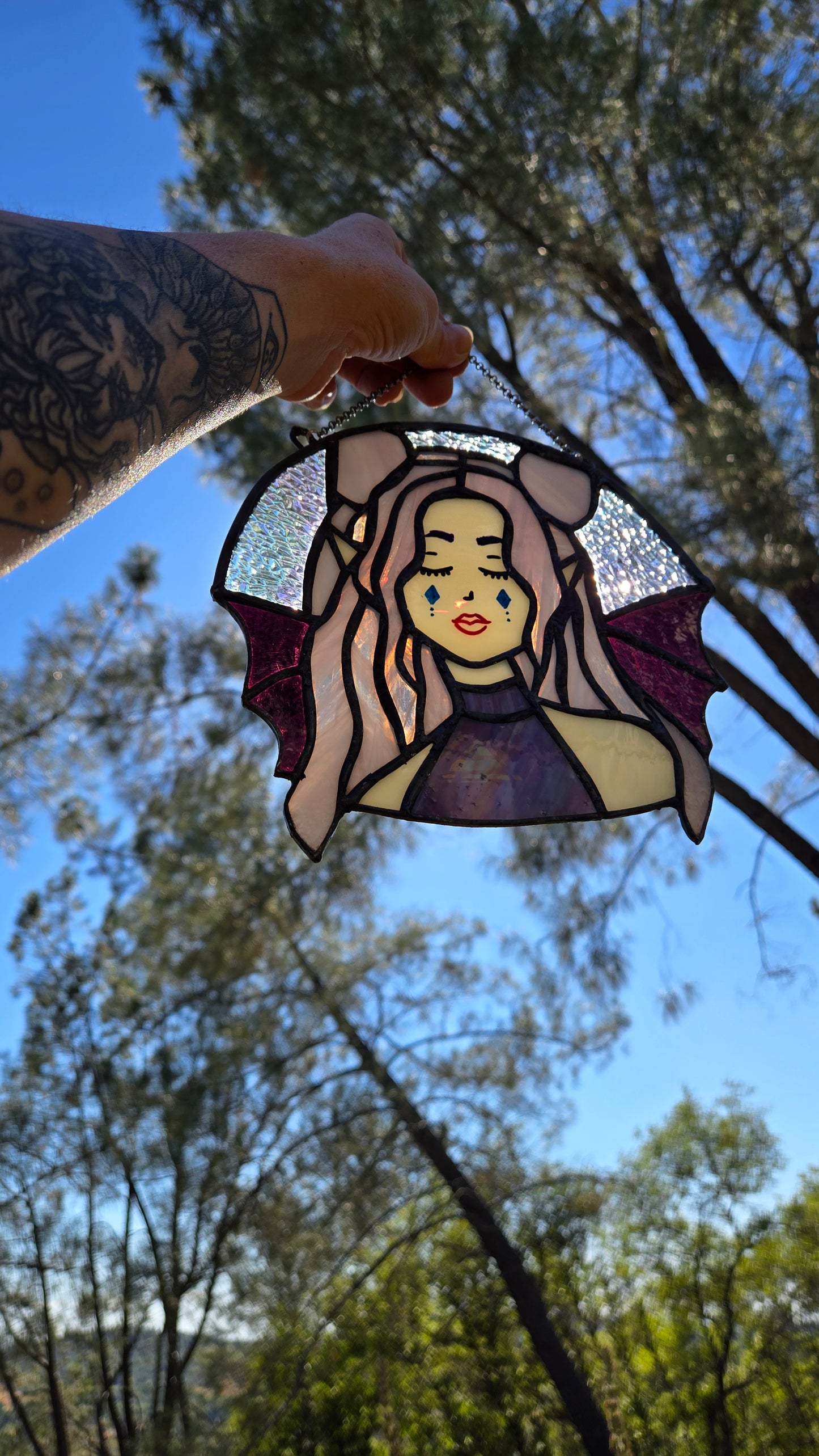 Fae with Violet Bat Wings and Lavender Long Hair