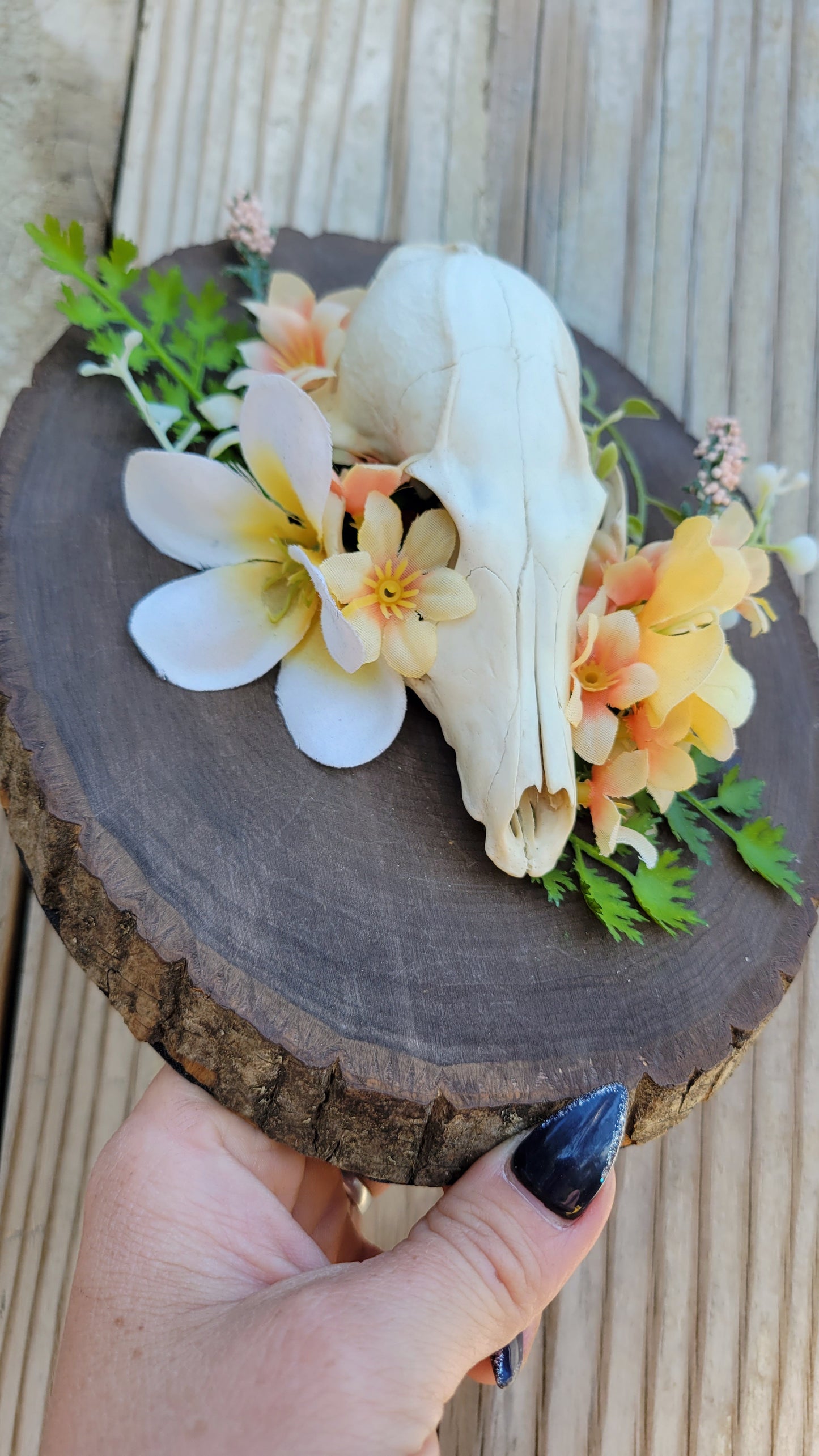 Fox Skull & Bright Flowers Plaque