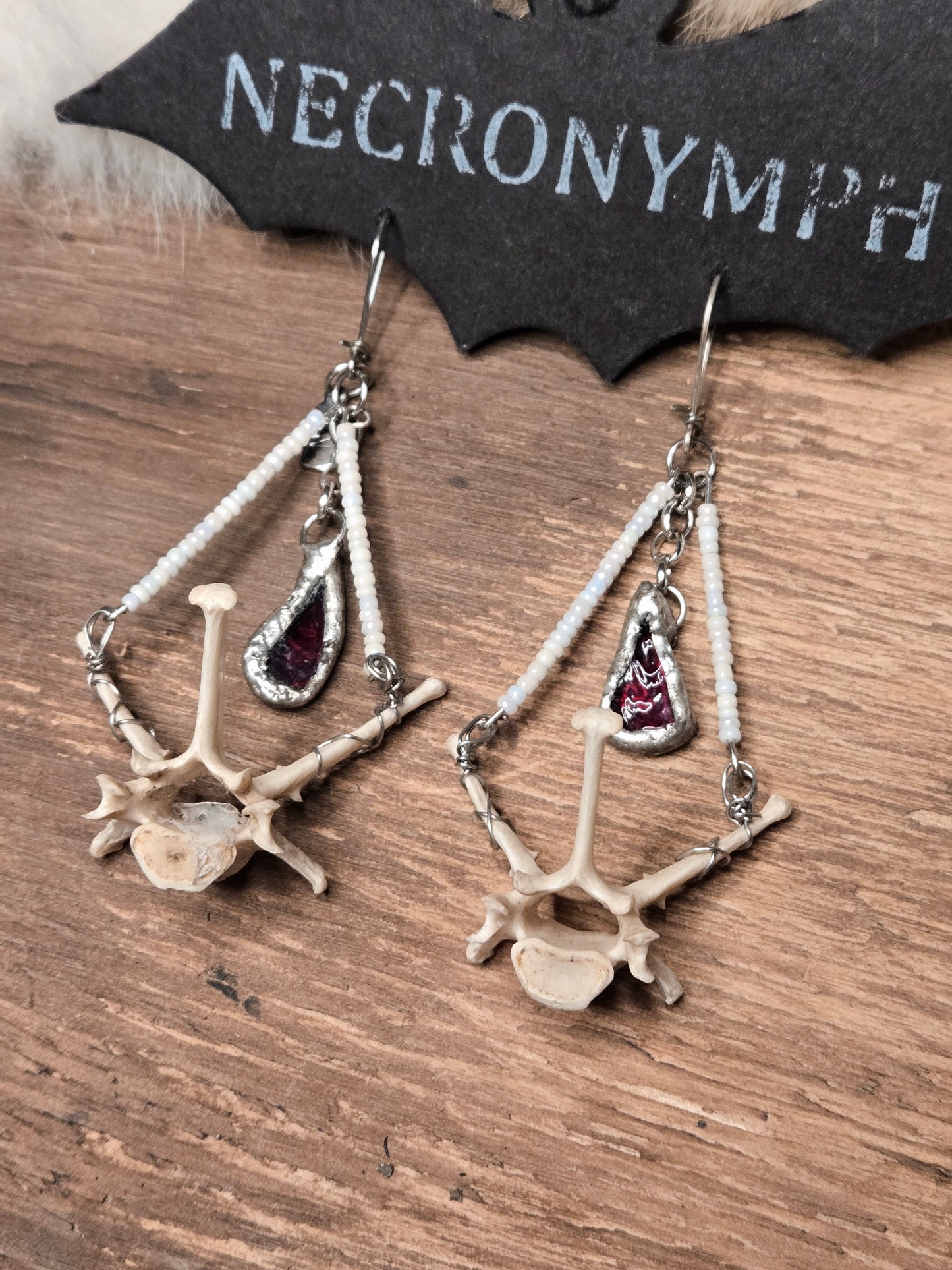 Bloody Drop Stained Glass with Armadillo Vert Earrings