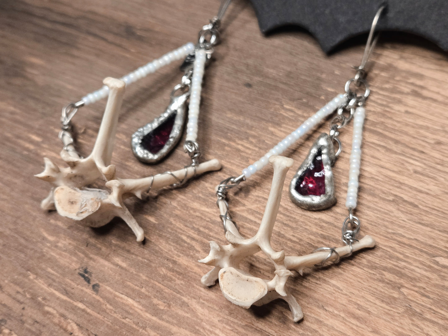 Bloody Drop Stained Glass with Armadillo Vert Earrings