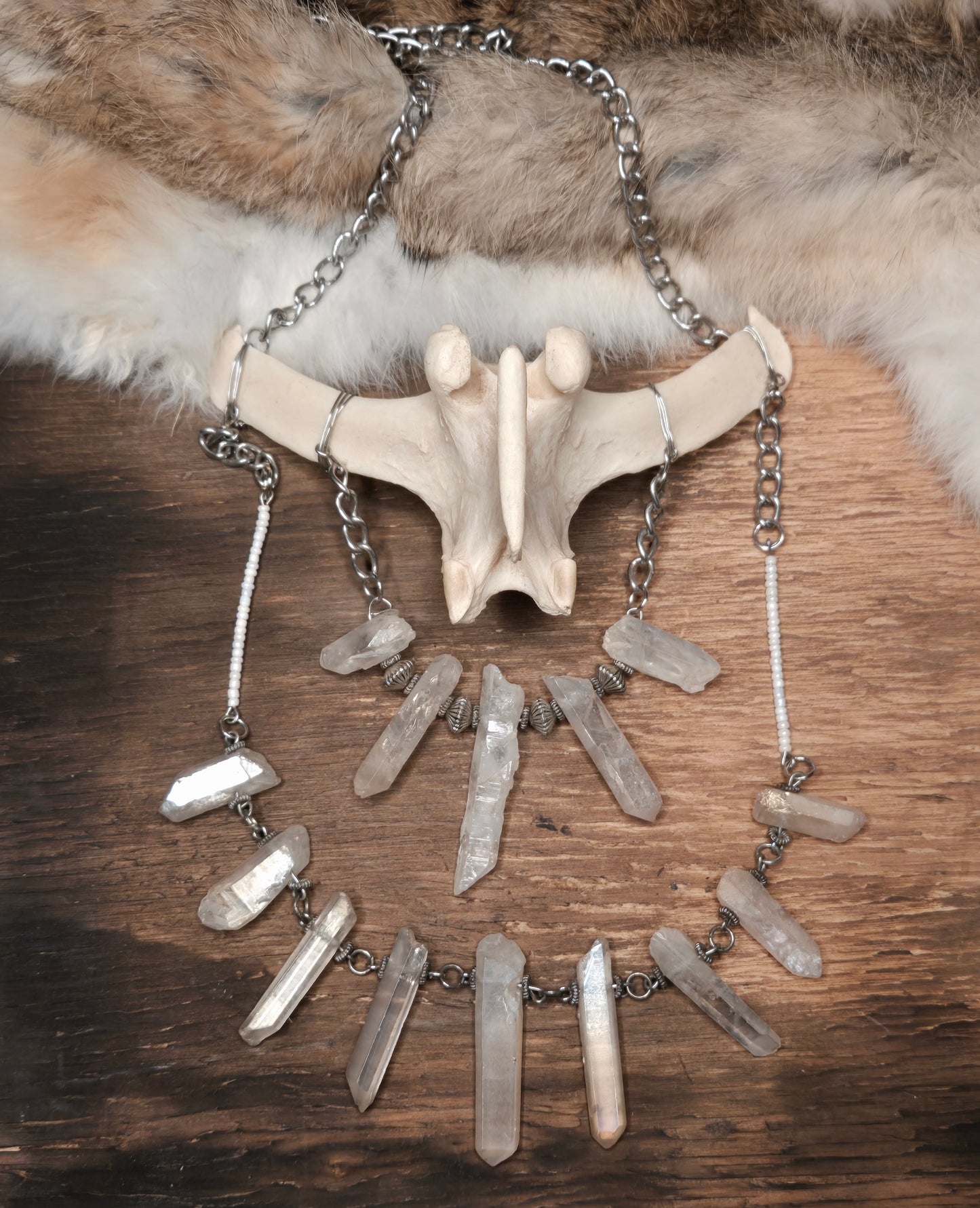 Deer Vertebrae Quartz Necklace