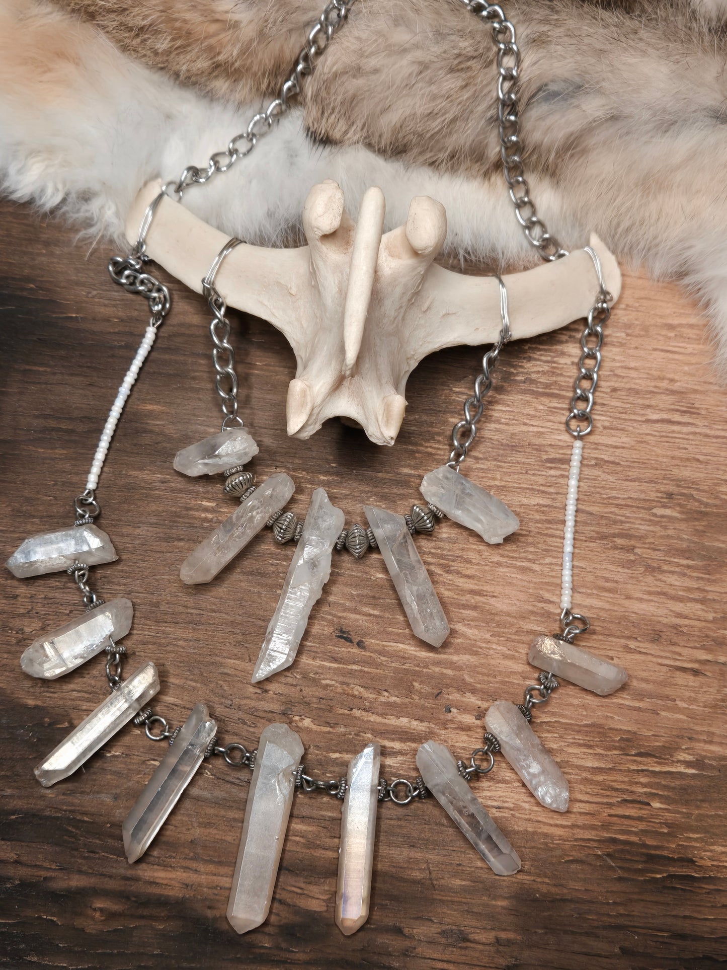 Deer Vertebrae Quartz Necklace