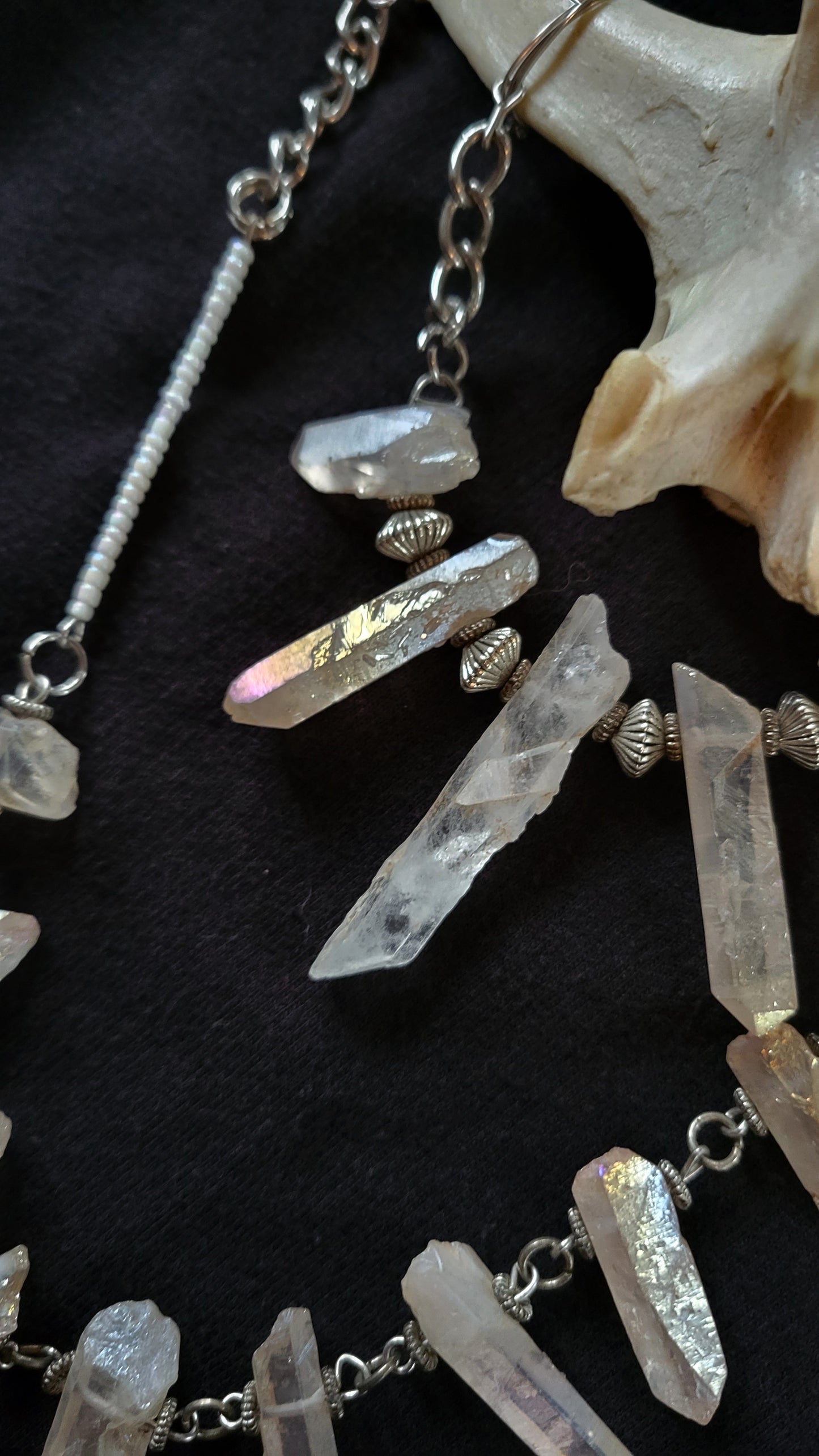 Deer Vertebrae Quartz Necklace