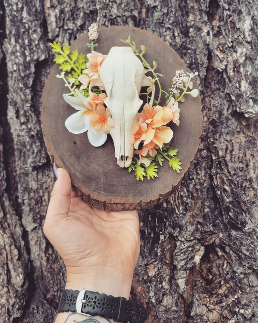 Fox Skull & Bright Flowers Plaque