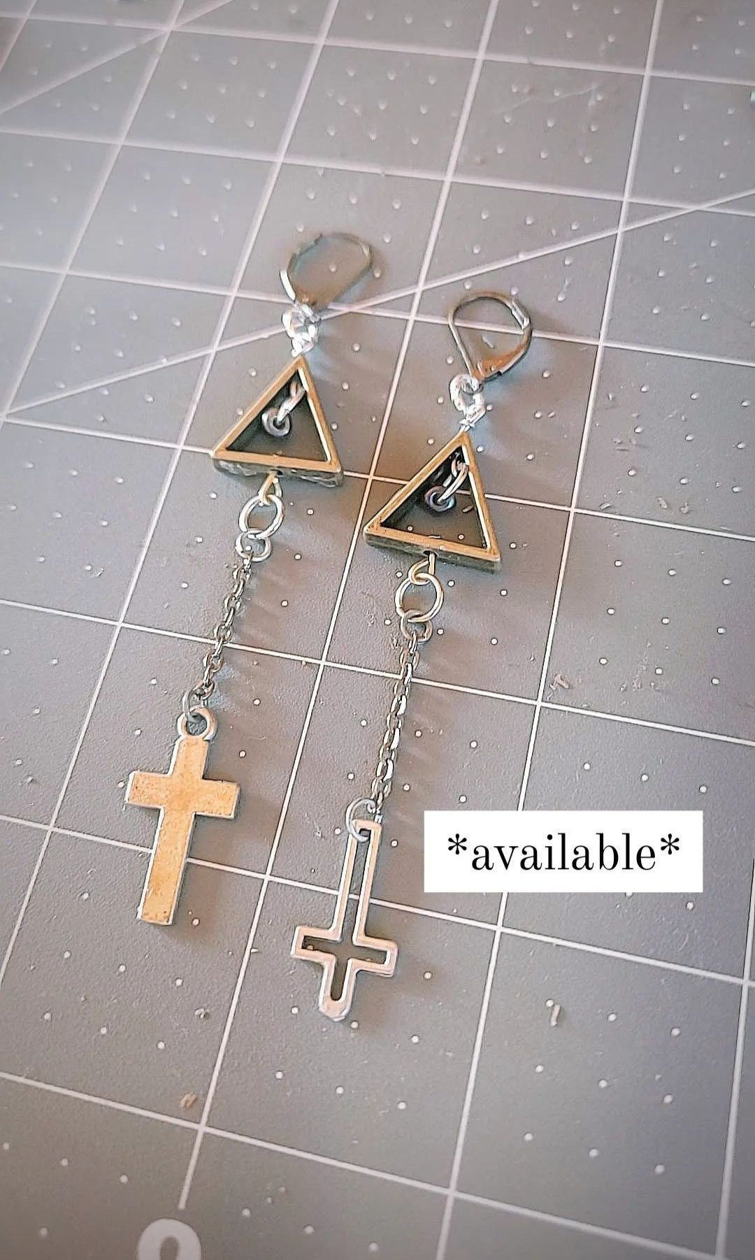 Bronze & Silver Saint Peter's Cross Earrings